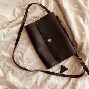 Black Faux Leather Satchel